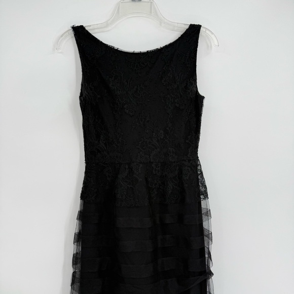 jill stuart Black Floral lace Tank dress size 2 Sleeveless Mesh Skirt Lined - Picture 8 of 9